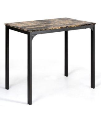 3 Pieces Dining Table Set with Faux Marble Tabletop and 2 Chairs