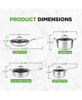 Kitchenware Pots & Pans Set - Triply Stainless Steel Cookware, Non-Stick Coating Inside and Outside (8-Piece Set)