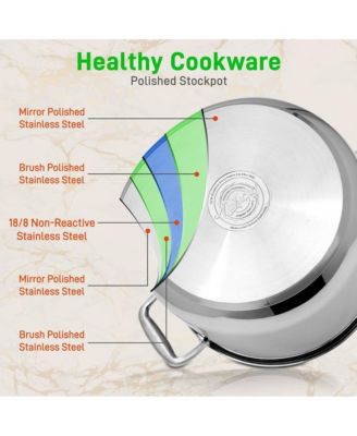 Stainless Steel Cookware Stockpot - 12 Quart, Heavy Duty Induction Pot, Soup Pot With Lid