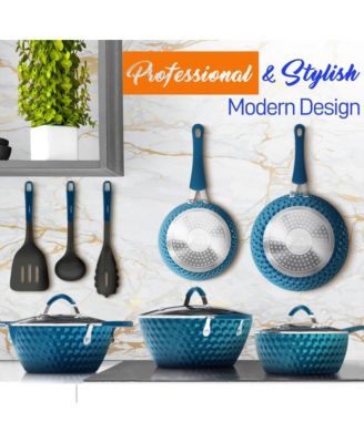 11-Piece Nonstick Cookware Set with Ceramic Coating, Induction Ready Pots and Pans, Ergonomic Handles