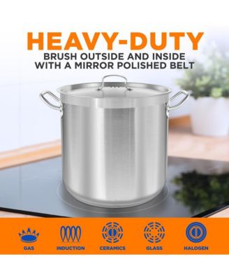 Stainless Steel Cookware Stockpot - 40 Quart, Heavy Duty Induction Pot, Soup Pot With Stainless Steel Lid