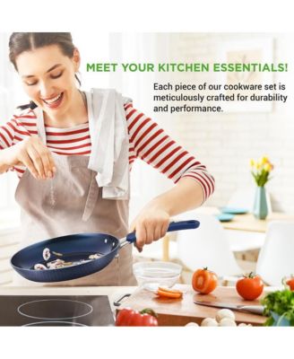  Diamond Nonstick Ceramic 11-Piece Cookware Set with Lids and Utensils