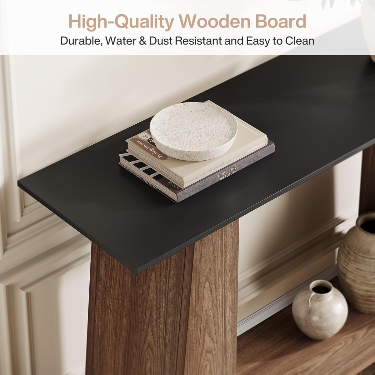 Tribesigns 47.24" Console Table for Entryway, Mid-Century Modern 2-Tier Narrow Wooden Sofa Table Behind Couch with Storage Shelf