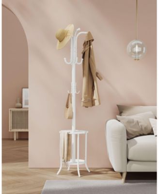 Freestanding Metal Coat Rack in Pearl White – Elegant and Functional Entryway Accessory