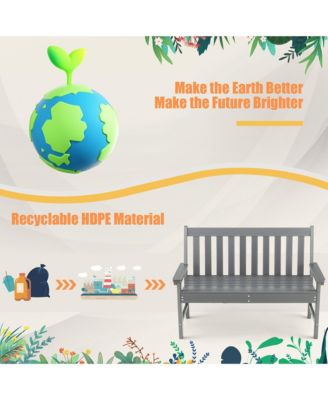 Garden Bench All-Weather HDPE 2-Person Outdoor Bench for Front Porch Backyard