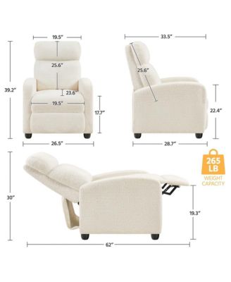 One Pack  Pocket Springs Adjustable Modern Single Boucle Recliner Chair Sofa