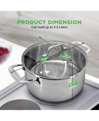 Stainless Steel Cookware Stockpot - 6 Quart, Heavy Duty Induction Pot, Soup Pot With Lid