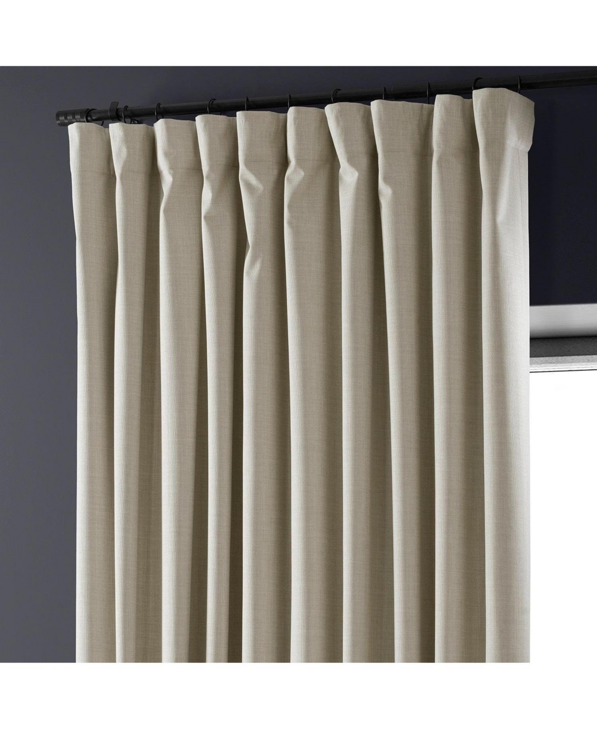 Shop Half Price Drapes Light Beige Extra Wide Performance Linen Hotel Blackout Curtain In Beige,tan