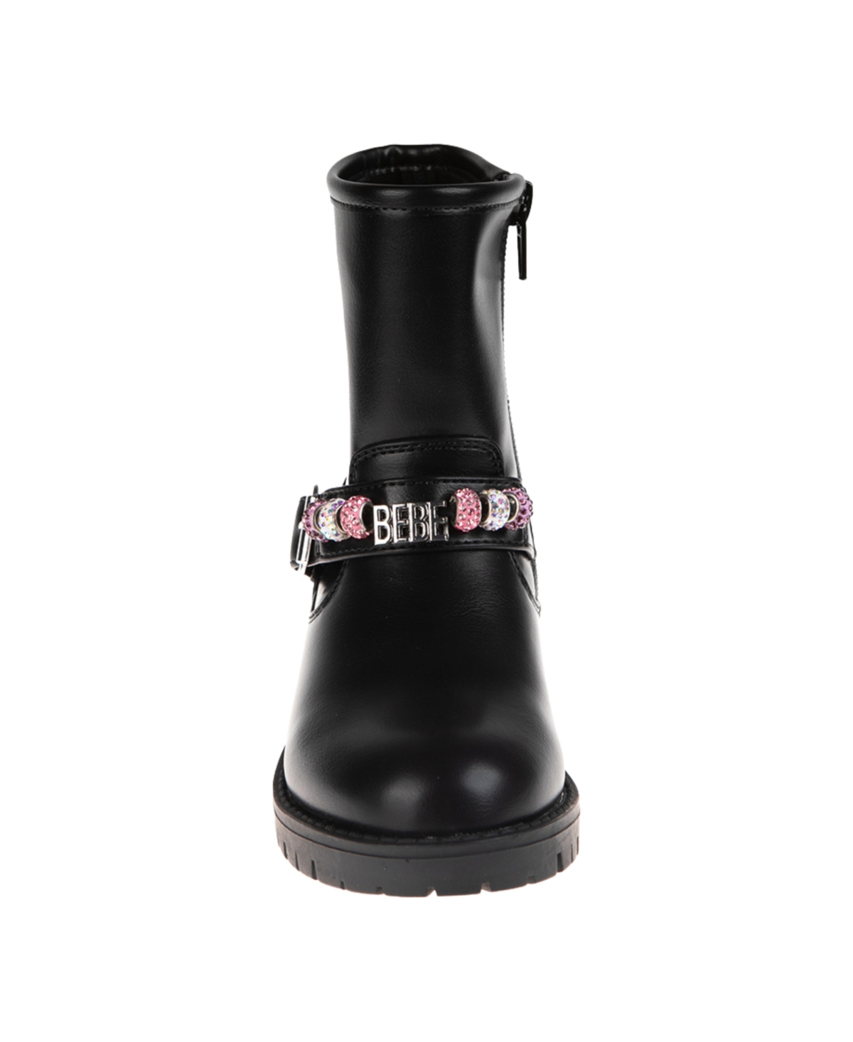 Bebe Little And Big Girls Moto With Rhinestone Beads and Plate Boot