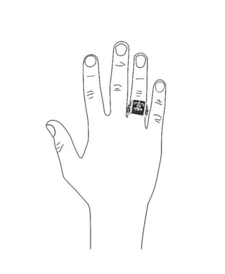 Black Fleur De Lis Square Signet Ring Silver Tone Stainless Steel