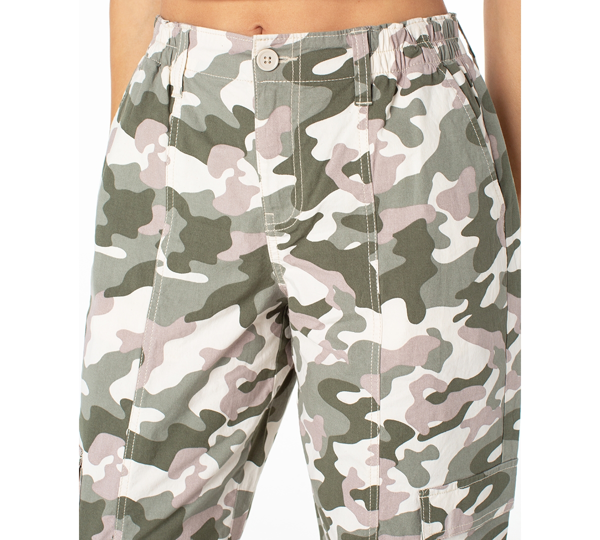 Celebrity Pink Juniors'Print Drawcord-Hem Parachute Pants - Camo