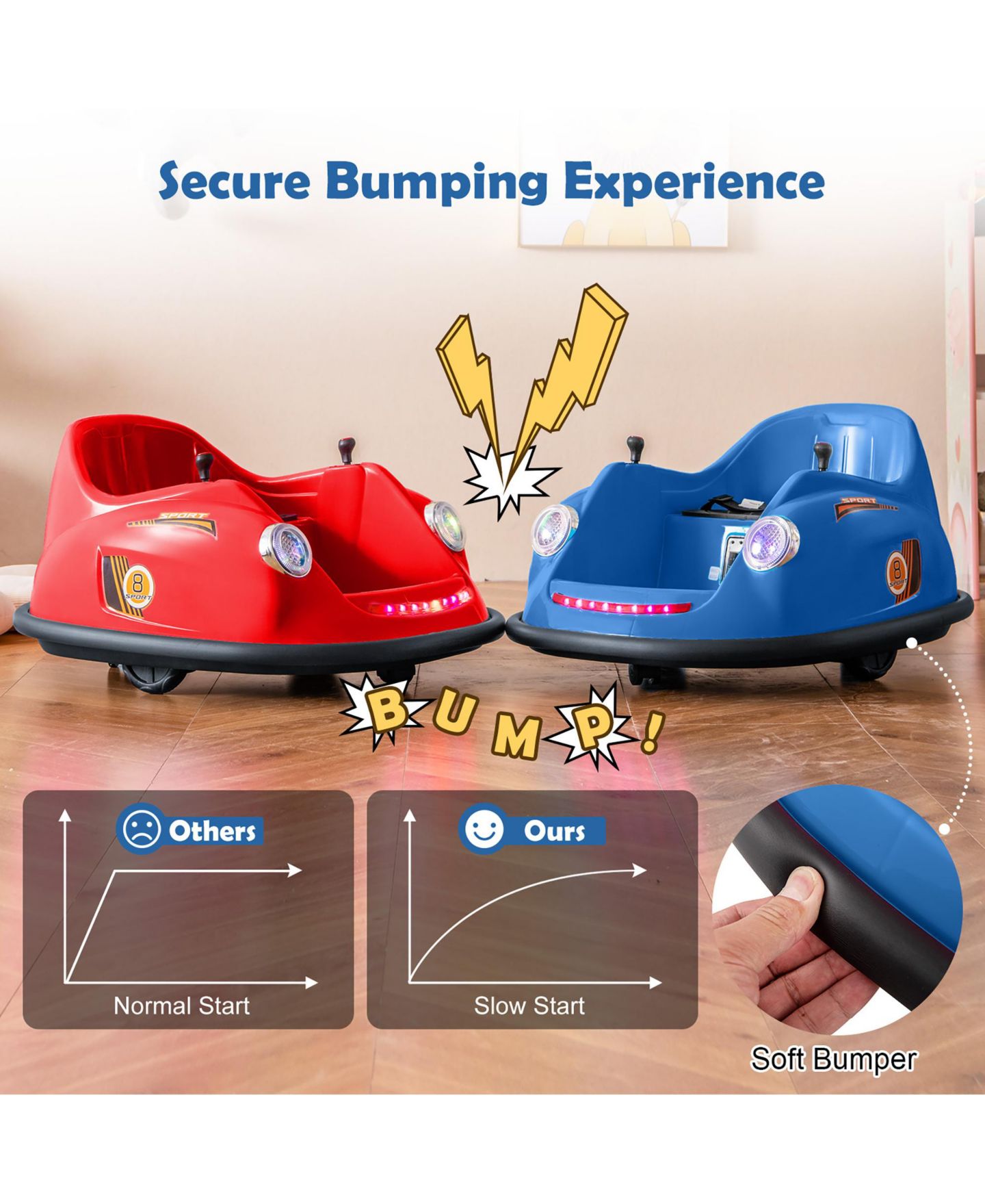 Детская игрушка Gymax 12V Electric Remote Control Ride-On Bumper Car, 44 lb Capacity, Ages 2-5, цвет: Чёрный, вариант 1 — фото 4
