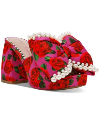 Betsey Johnson Women's Maccie Beaded Bow Platform Dress Sandals - Macy's