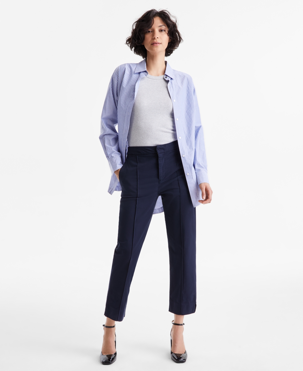 Women's High-Rise Tapered-Leg Pants - Navy