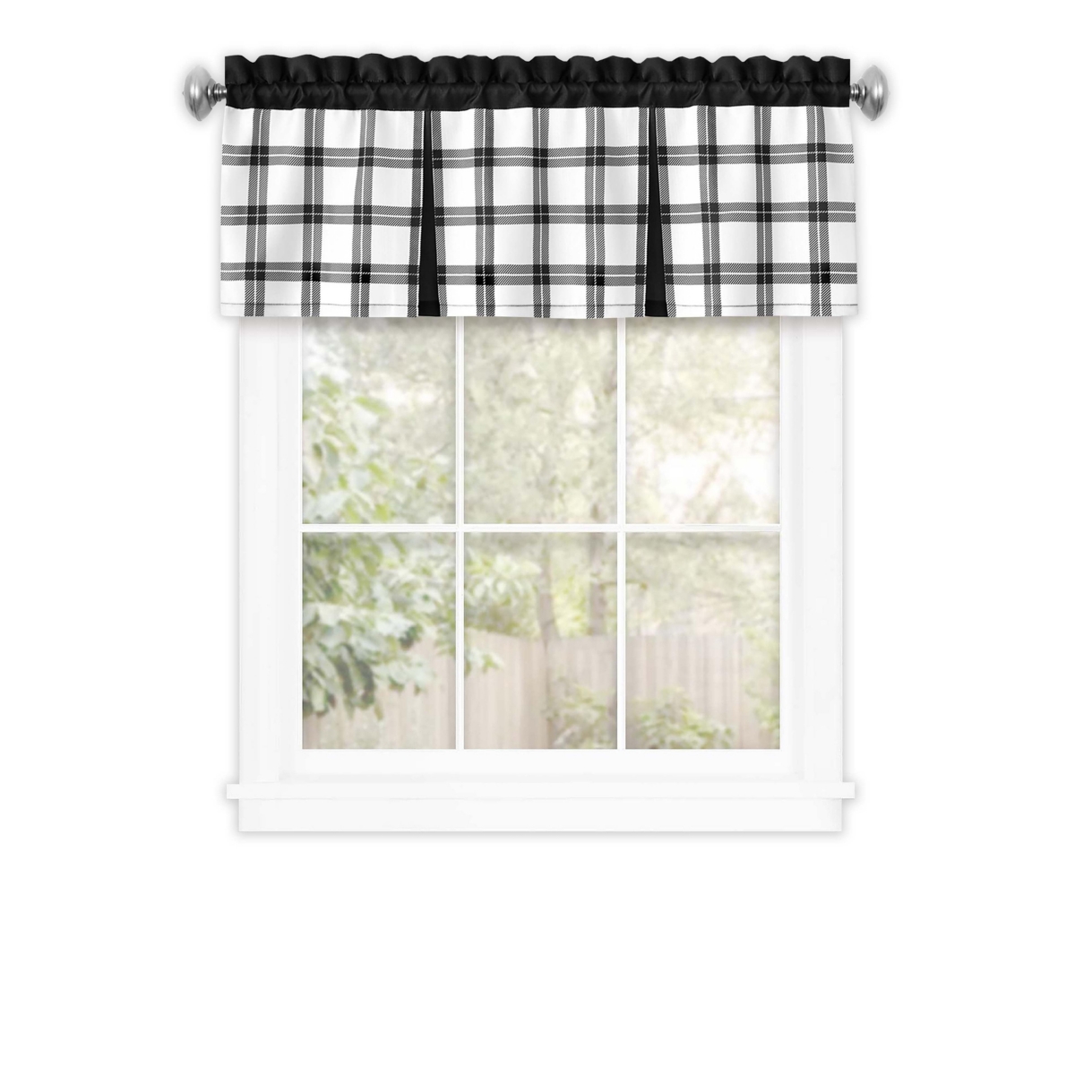 Kate Aurora Windowpane Plaid Country Farmhouse Kitchen Curtain Tier & Valance