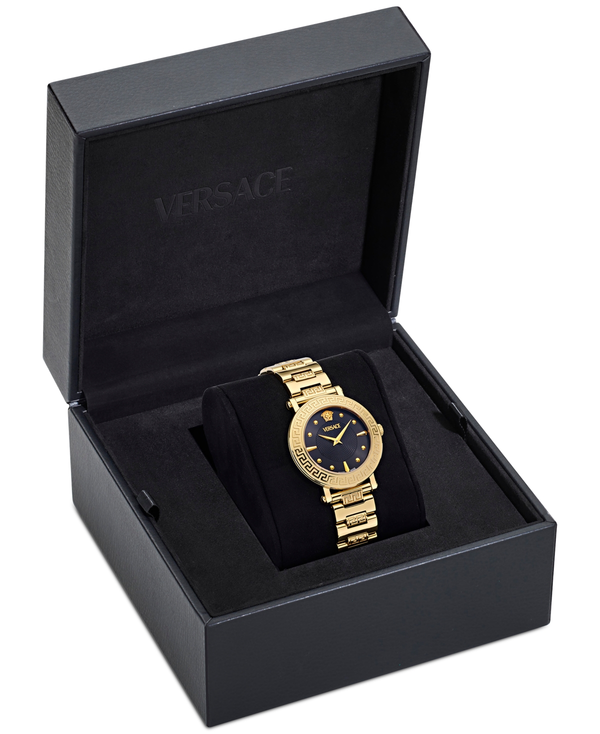 Versace Women's Swiss Greca Sphere Gold Ion Plated Bracelet Watch 35mm In Gold