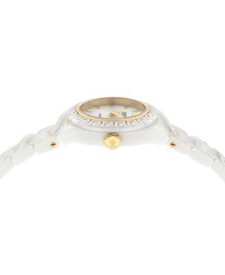 Women's Swiss DV One Mini White Ceramic Bracelet Watch 28mm