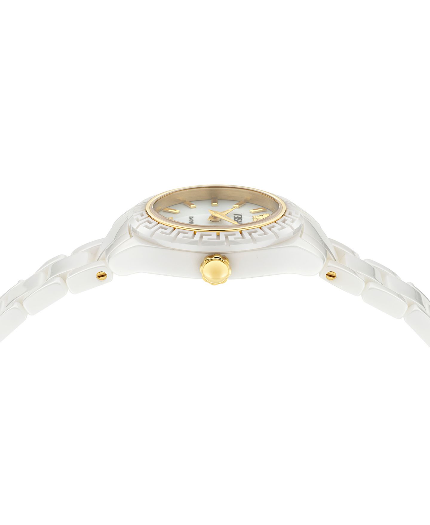Женские швейцарские часы Versace DV One Mini, белый керамический браслет, 28 мм — фото 4