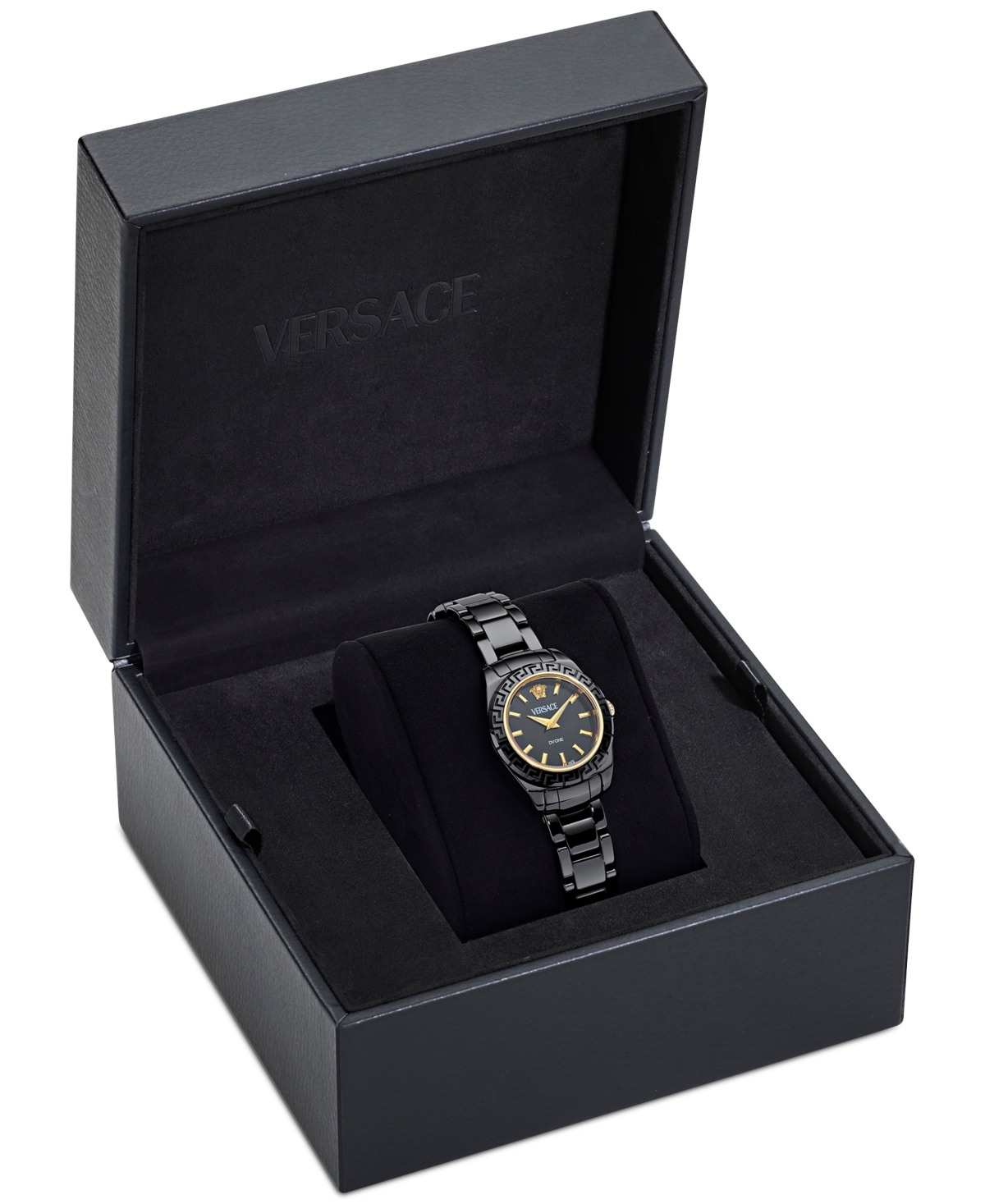 Versace Women's Swiss Dv One Mini Black Ceramic Bracelet Watch 28mm In Black