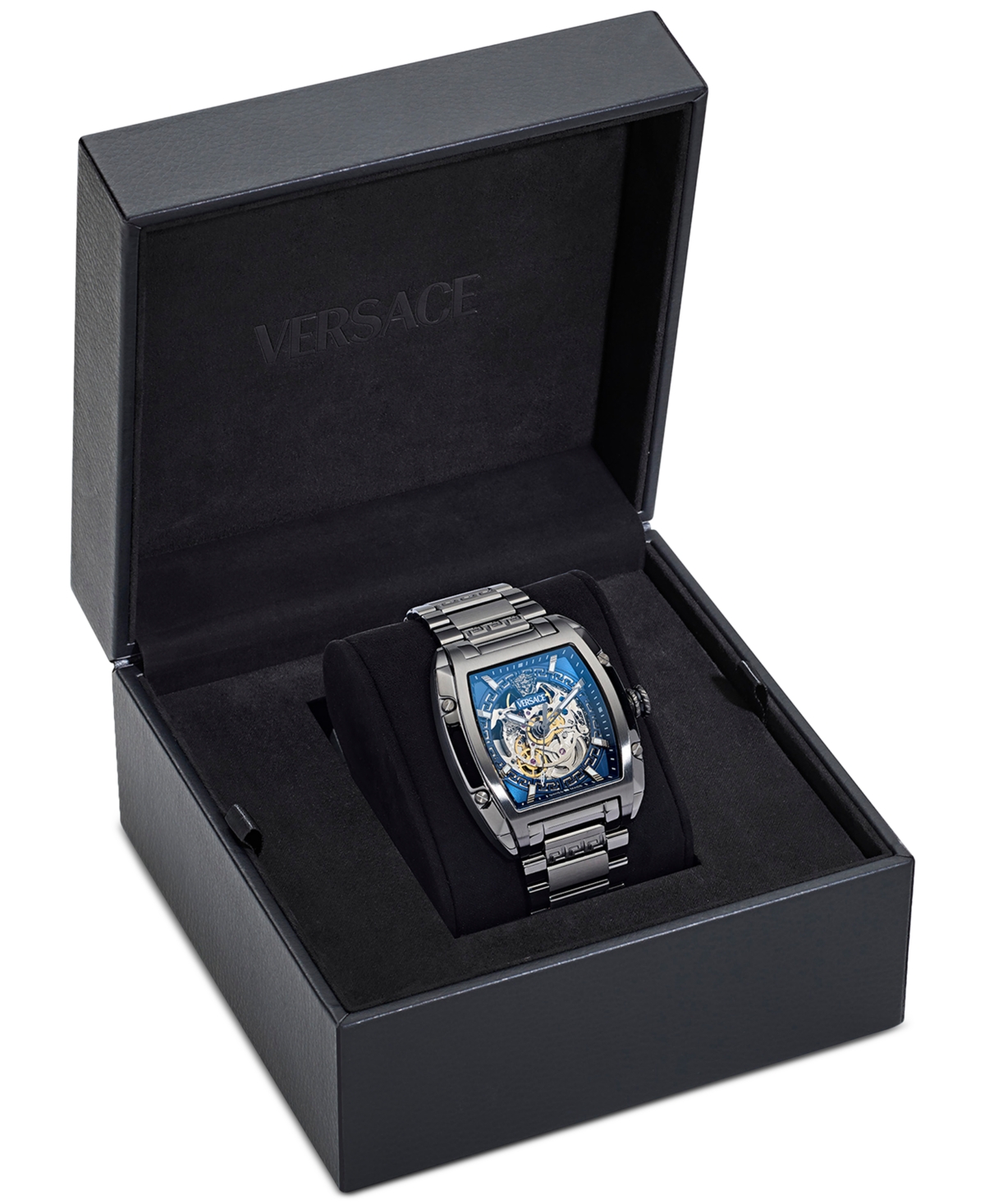 Versace Men's Swiss Automatic Gunmetal Ion Plated Stainless Steel Bracelet Watch 42x50mm In Gun