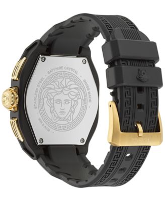 Men's Swiss Chronograph Black Silicone Strap Watch 44mm