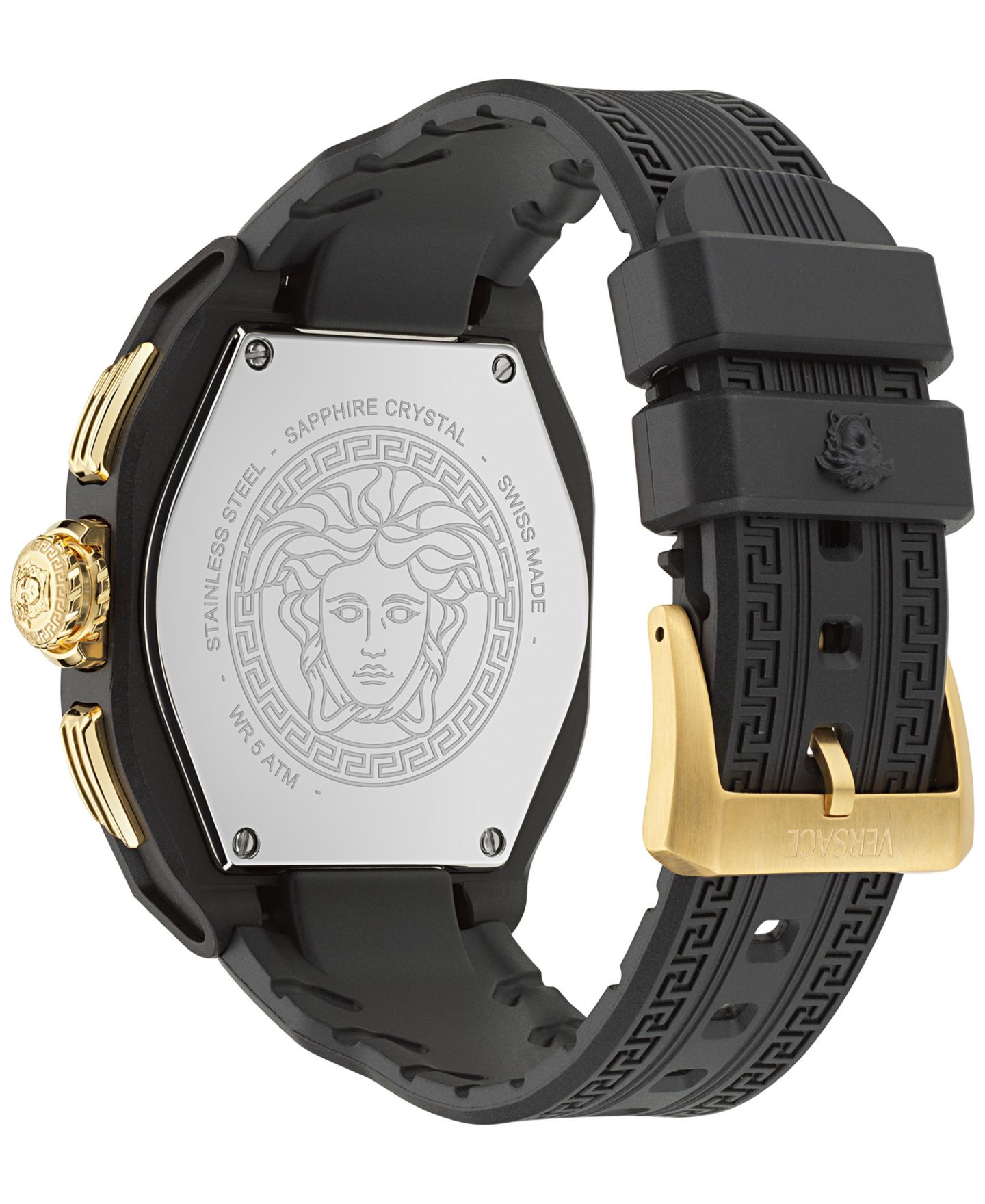 Мужские часы Versace Swiss Chronograph Black Silicone Strap Watch 44mm — фото 3