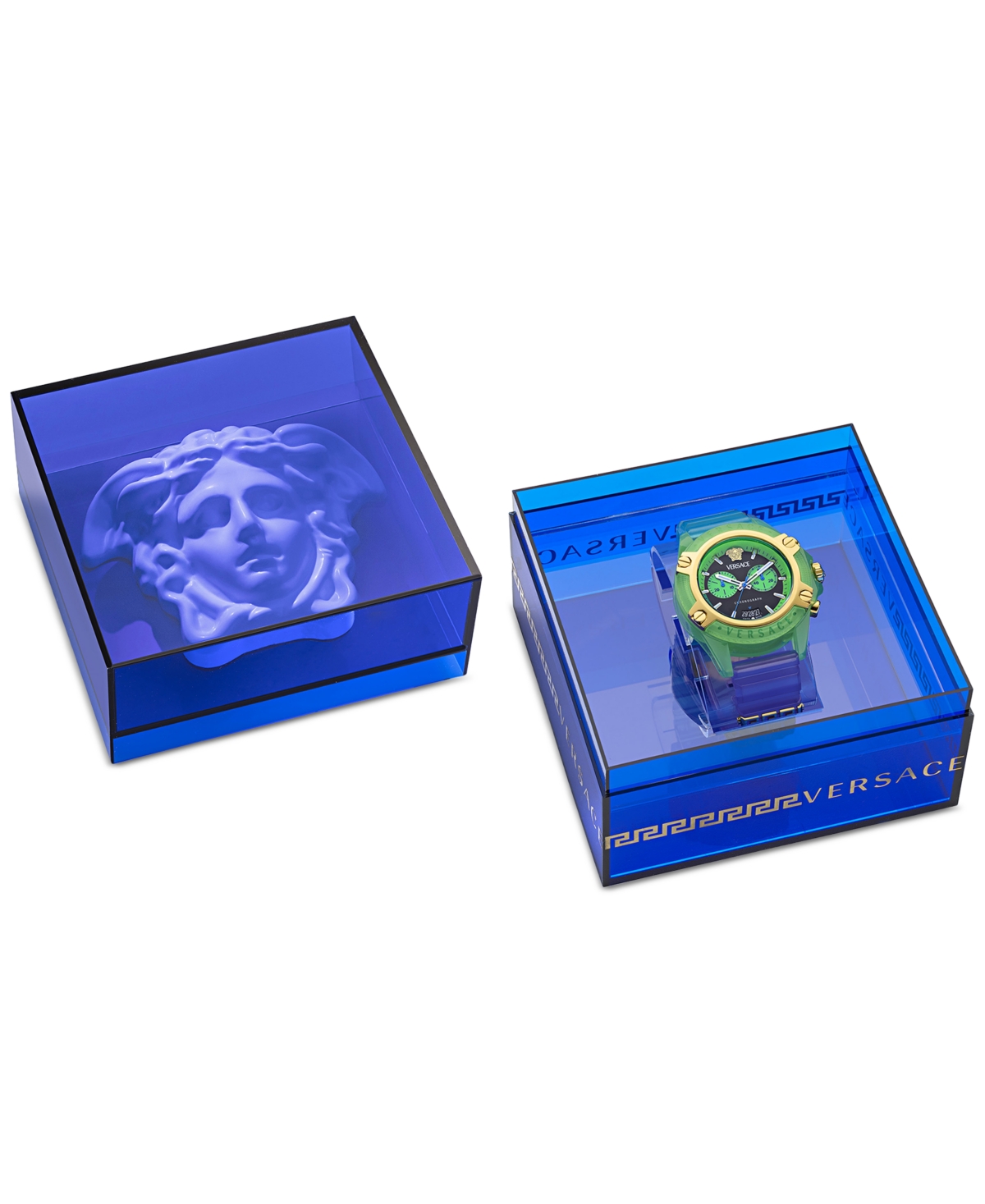 Versace Men's Swiss Chronograph Multicolor Transparent Strap 44mm In Green