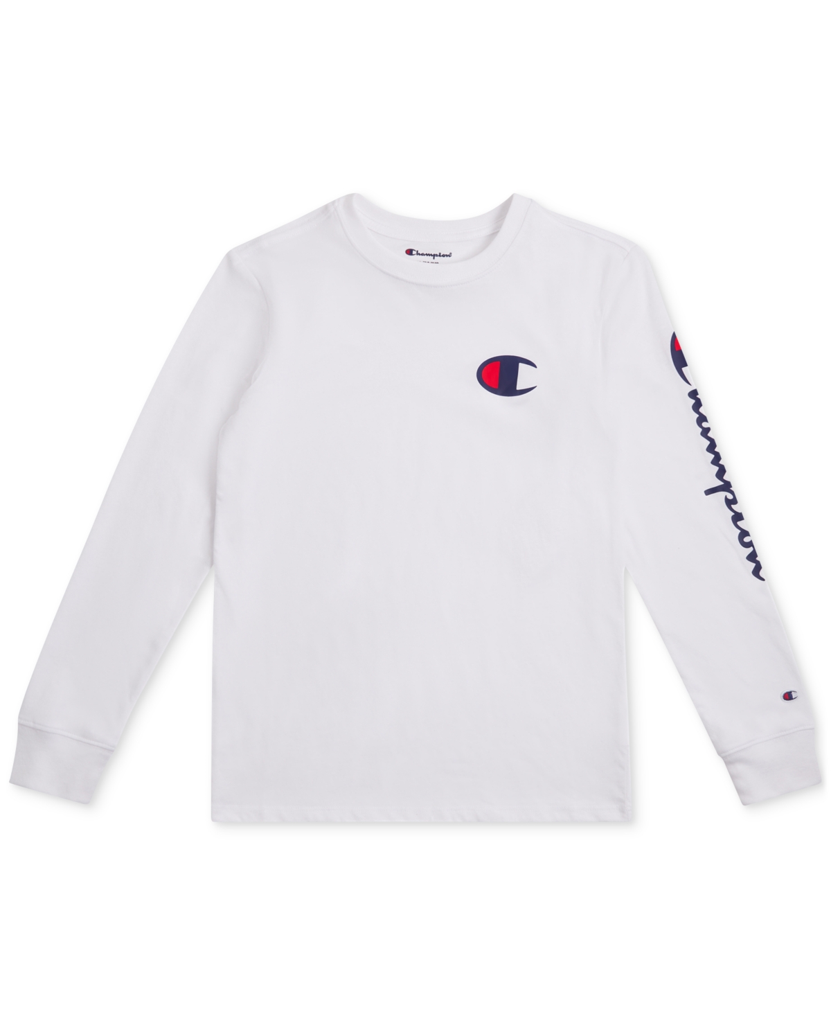 Champion Big Boys Long-Sleeve Signature Logo Graphic T-Shirt