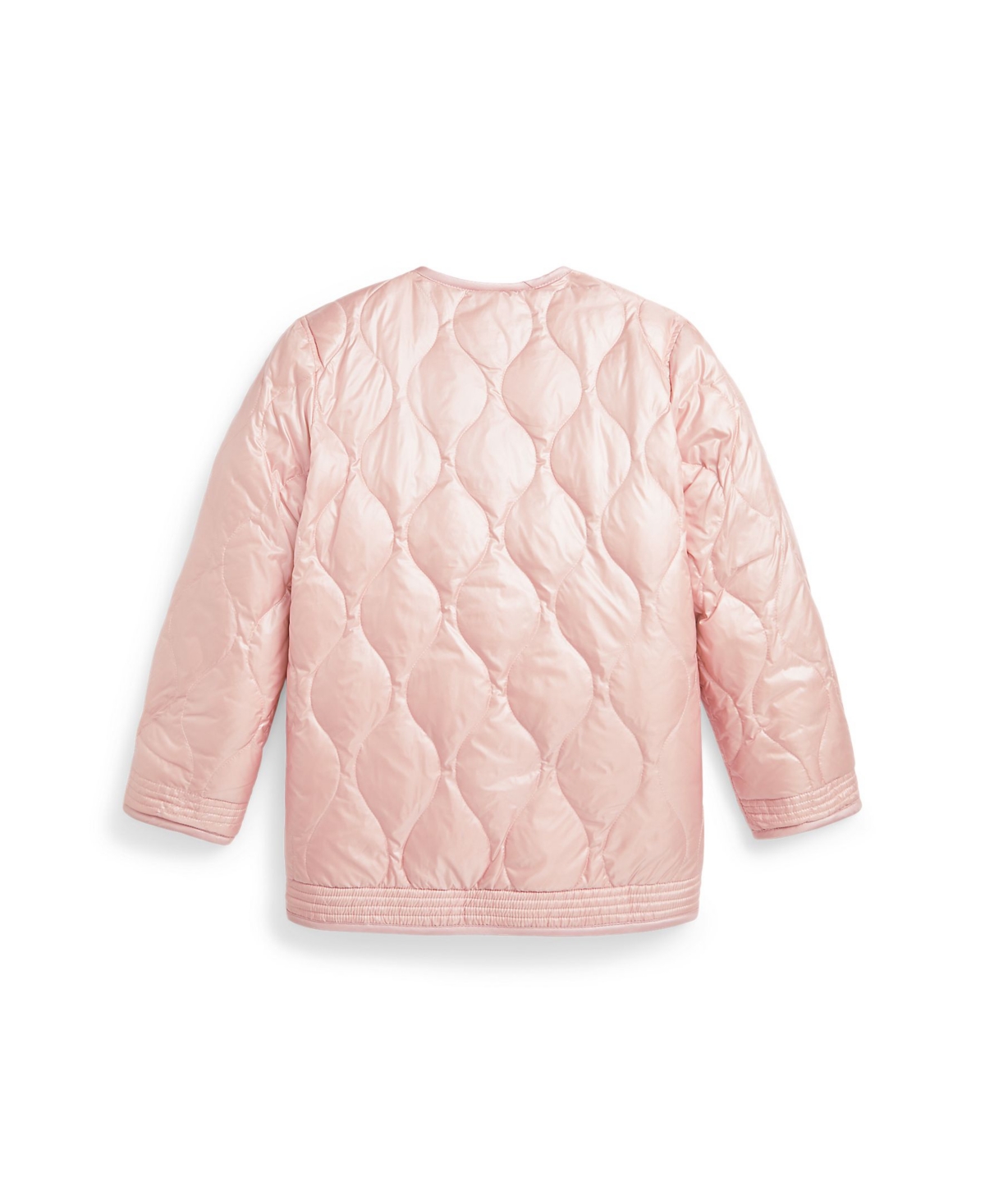 Polo Ralph Lauren Toddler And Little Girls Quilted Teddy Fleece Reversible Jacket - Hint Of Pink Metallic with Spring Biege