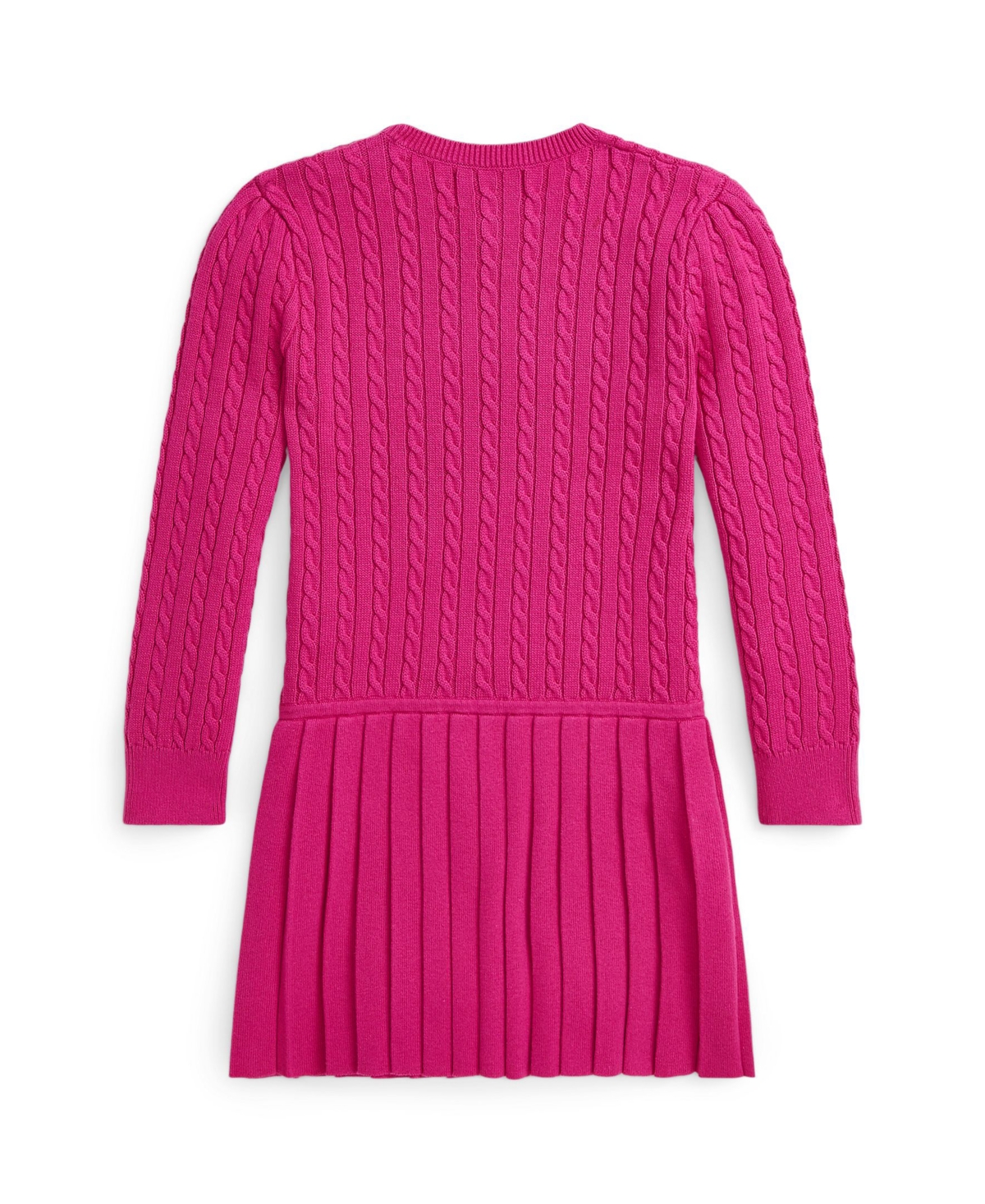 Polo Ralph Lauren Toddler And Little Girls Mini Cable Pleated Cotton Sweater Dress - College Pink With Classic Azure