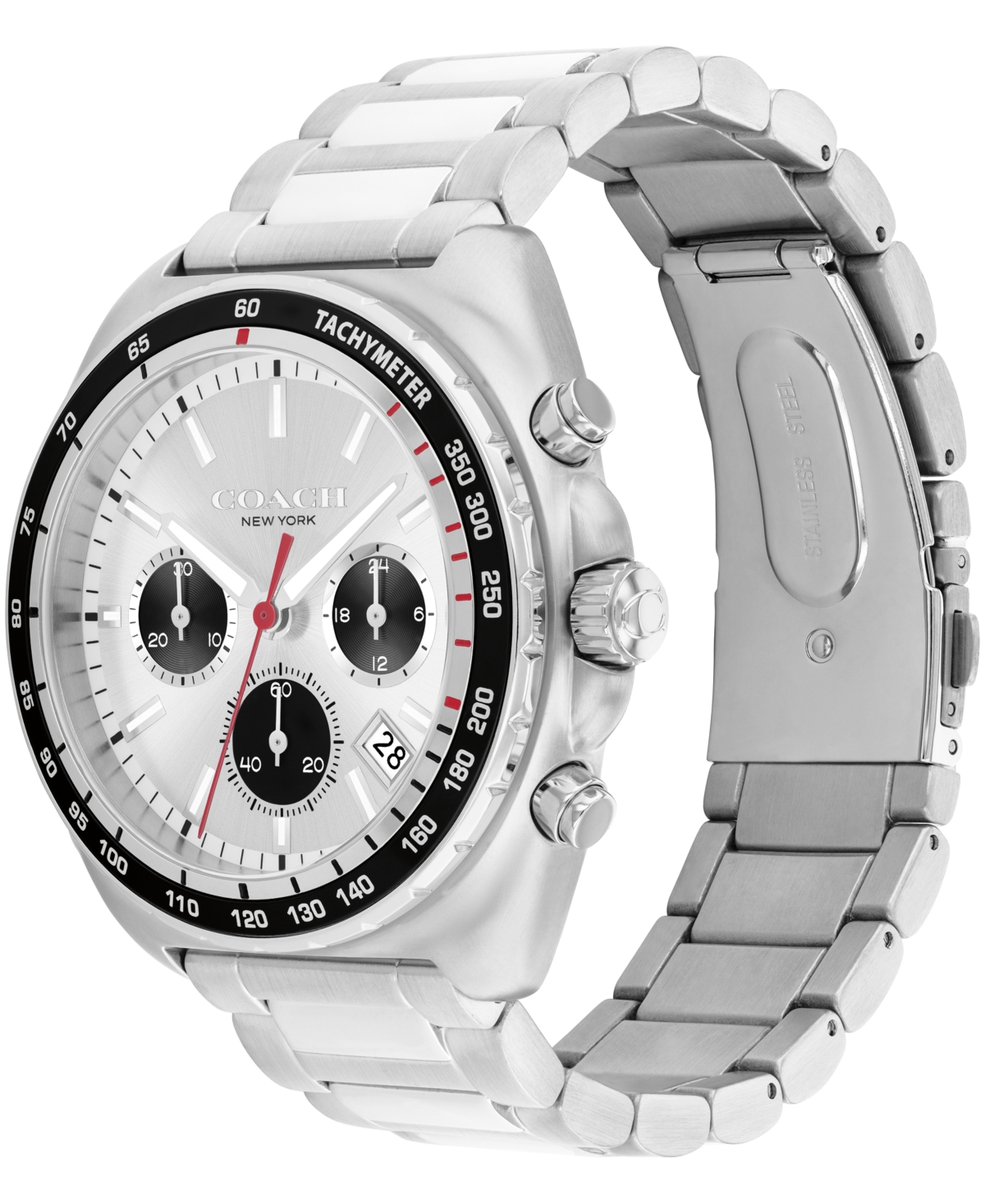 Coach Men's Charter Silver Stainless Steel Bracelet Watch 44.5mm