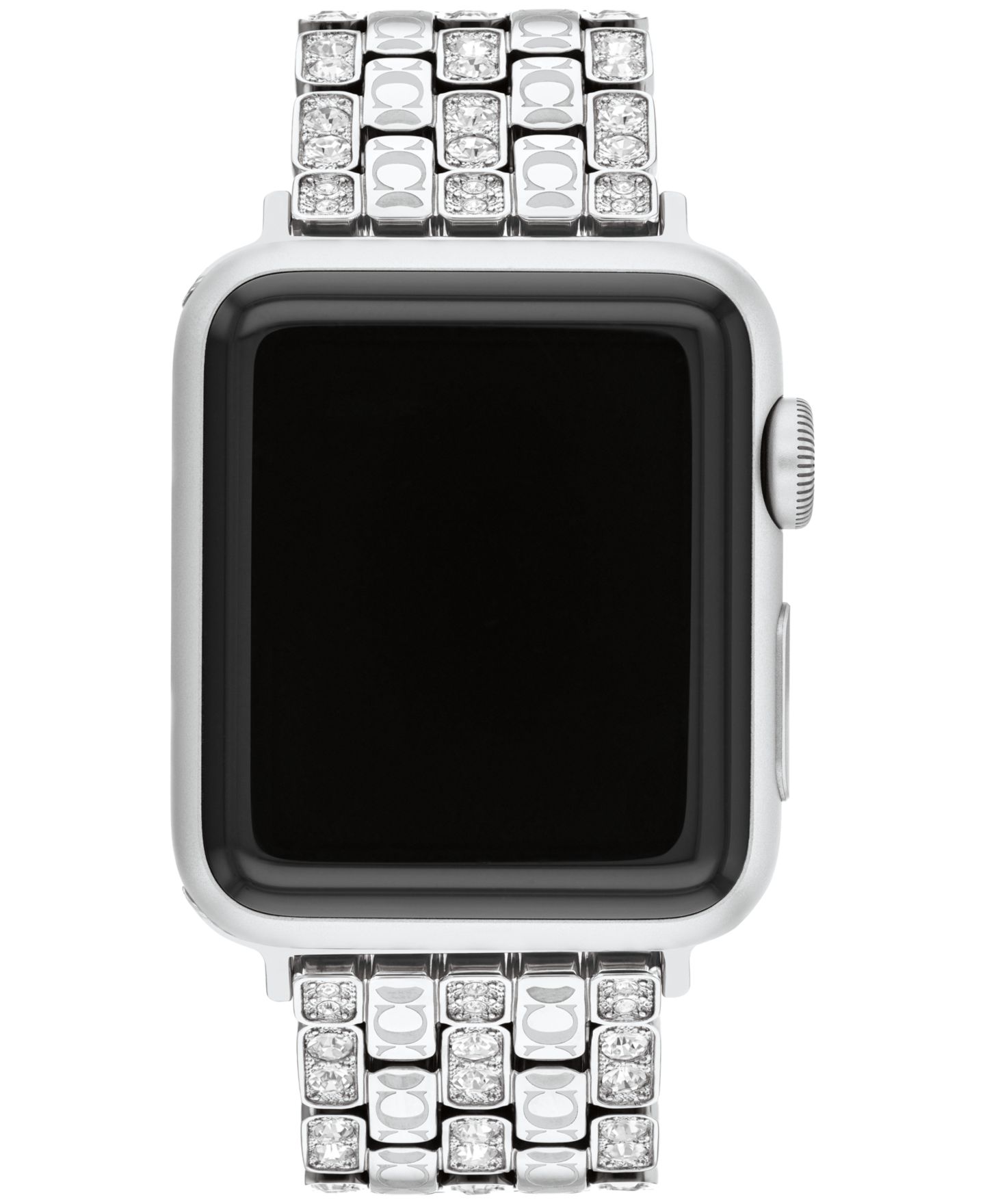 Женские ремешки для часов COACH Silver Stainless Steel with Crystals Apple Watch Strap for 38mm, 40mm, 41mm — фото 1