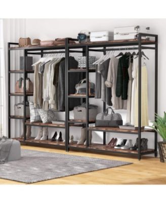 Free-standing Closet Organizer, Heavy Duty Clothes Closet, Portable Garment Rack with 6 Shelves and Hanging rod