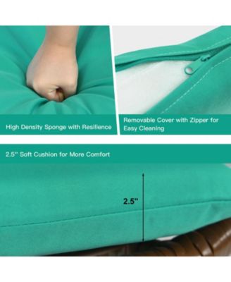 3 Pieces Patio Rattan Bistro Set with Cushions and Glass Table