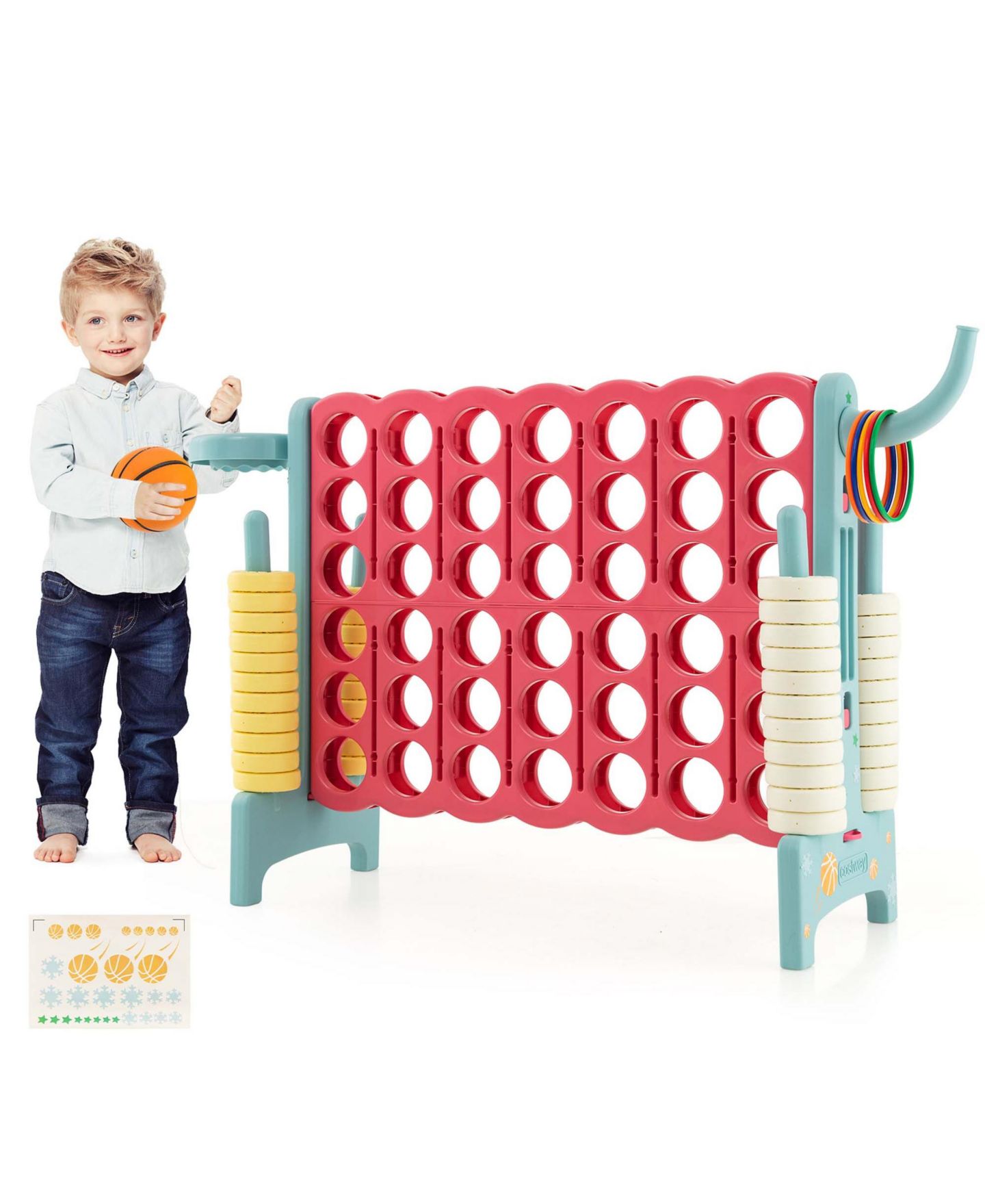 Детские игрушки Costway 4-to-Score Jumbo 3-in-1 Game Set, Ages 3+, цвет: Красный — фото 1