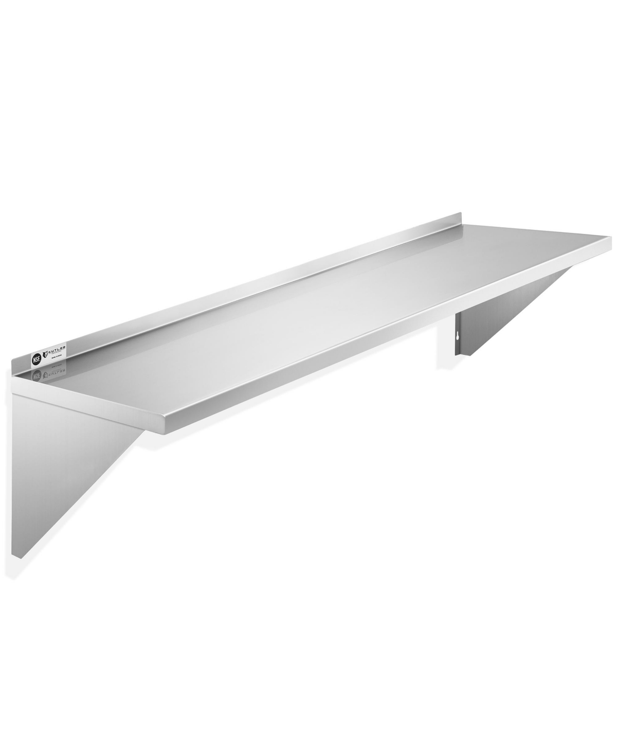 12&#x22; x 60&#x22; Stainless Steel Shelf, Nsf Commercial Wall Mount Shelving w/ Backsplash, Floating Metal Mounted Shelves for Restaurant, Kit
