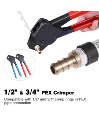 1/2" 3/4" PEX Crimper Set Tube Crimping Tool Kit with Go/no Go Gauge Pipe Cutter