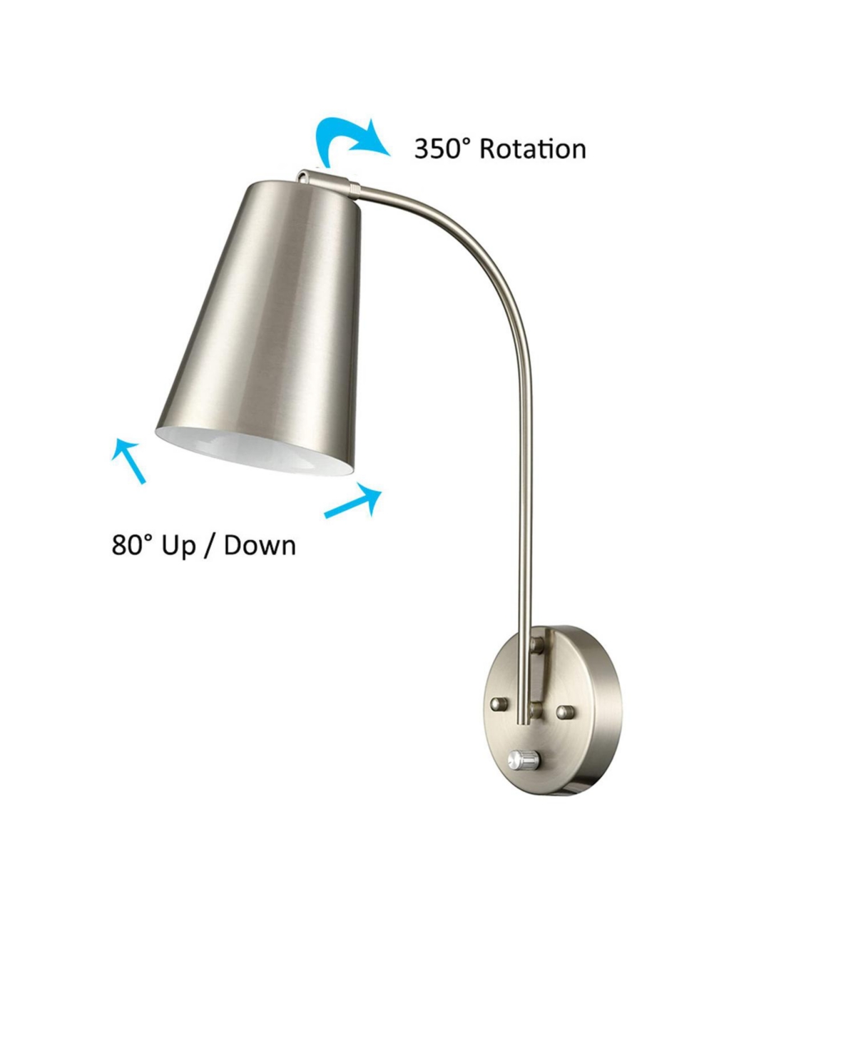 Moose Modern Plug in Wall Sconce with Cord Set of 2Wall Light - Brushed nickel