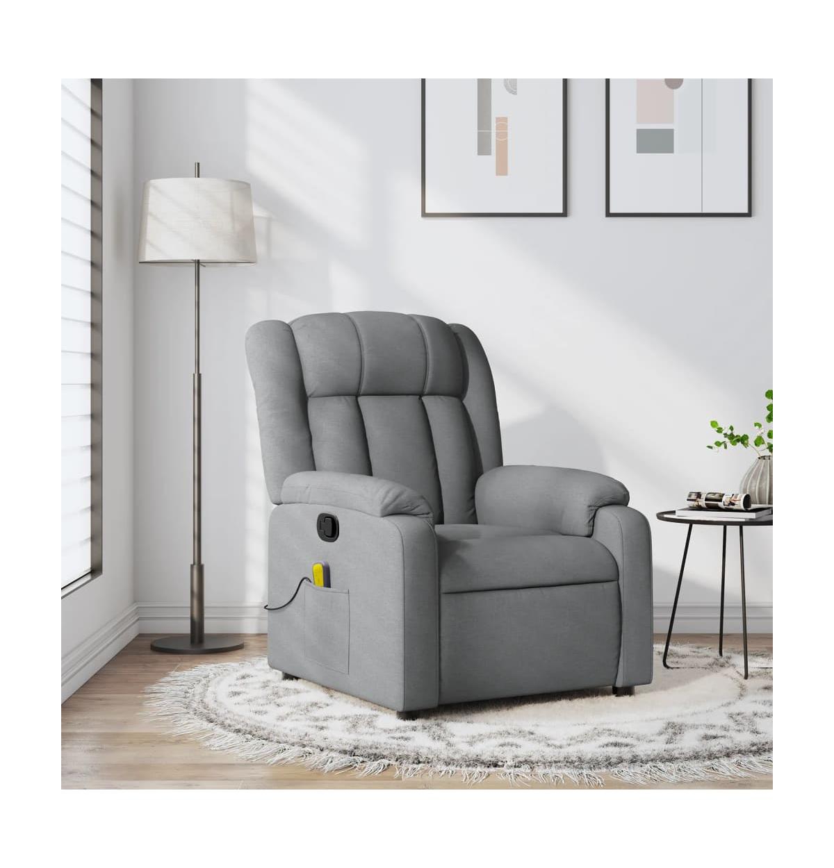 vidaXL Massage Recliner Chair Dark Gray Fabric