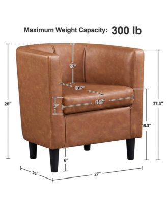single club chair faux leather barrel-shaped accent arm chair
