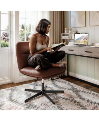 Biel Mid-Back Swivel Office Chair, Height-Adjustable Armless Design with Padded Upholstered Wide Seat and Strong Frame