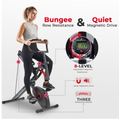 Upright Row-N-Ride Bike - 2-in-1 Magnetic Rowing and Cycling Home Fitness Machine