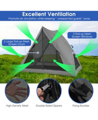 Pop-up Camping Tent for 2-3 People with Carry Bag and Rainfly for Backpacking Hiking Trip-Gray