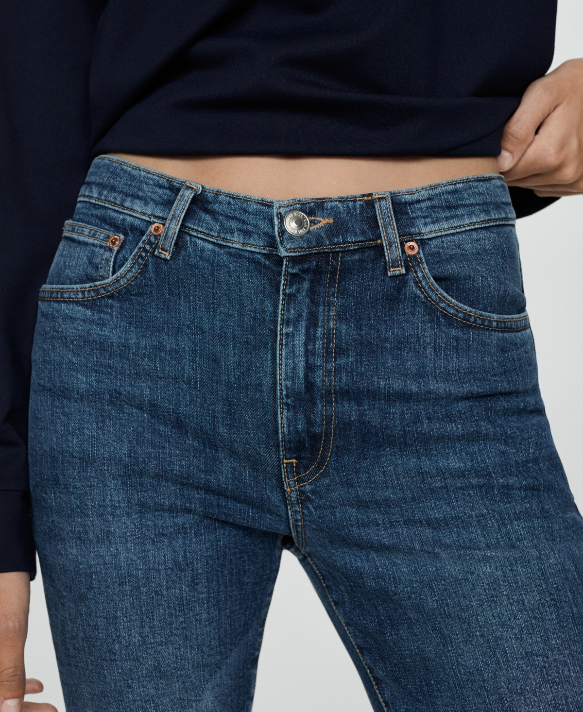 Mango Women's Claudia Slim Crop Waxed Jeans