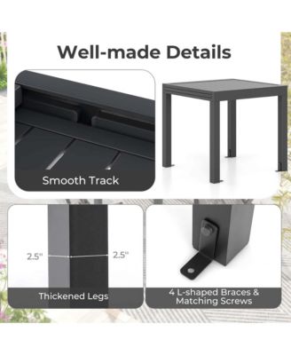 31.5"-63" Aluminum Expandable Patio  for 4-6 Person with Slatted Tabletop Dining Table