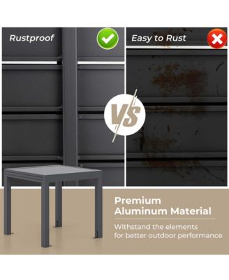 31.5"-63" Aluminum Expandable Patio  for 4-6 Person with Slatted Tabletop Dining Table