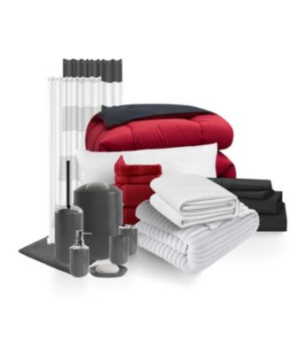 23 Piece Complete College Dorm Room Essentials Bedding & Bath Bundle - Twin XL - Hunter And Sage