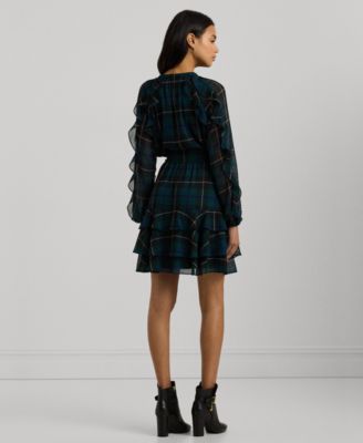 slim fit dress slacks Navy and Green Plaid Dress main image 1