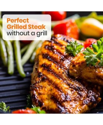 Hard-Anodized Nonstick Grill & Griddle - Dishwasher Safe Nonstick Double Burner Grill Cookware, 20   x 13   -inches