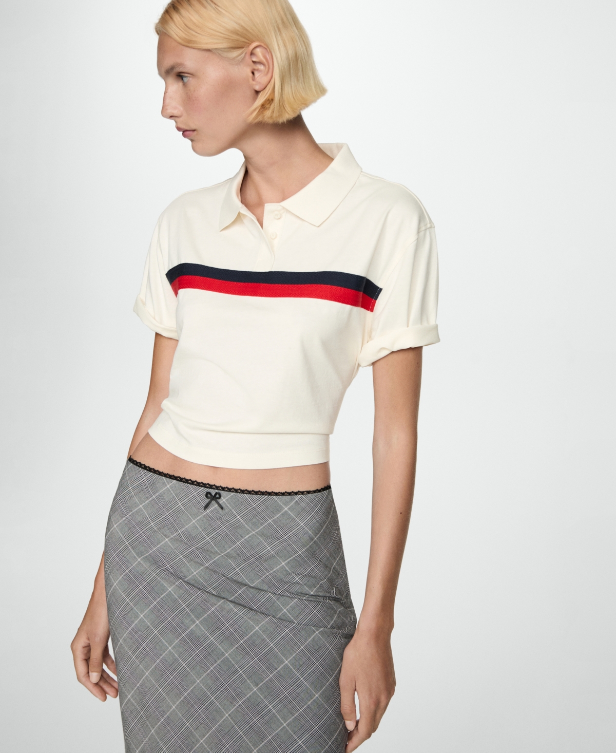 Mango Women's Decorative Bow Check Skirt